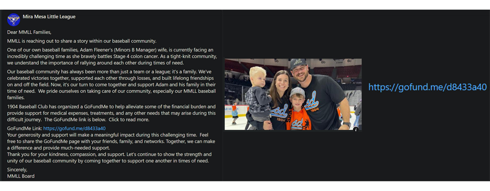 Help a MMLL family during their battle with Cancer
