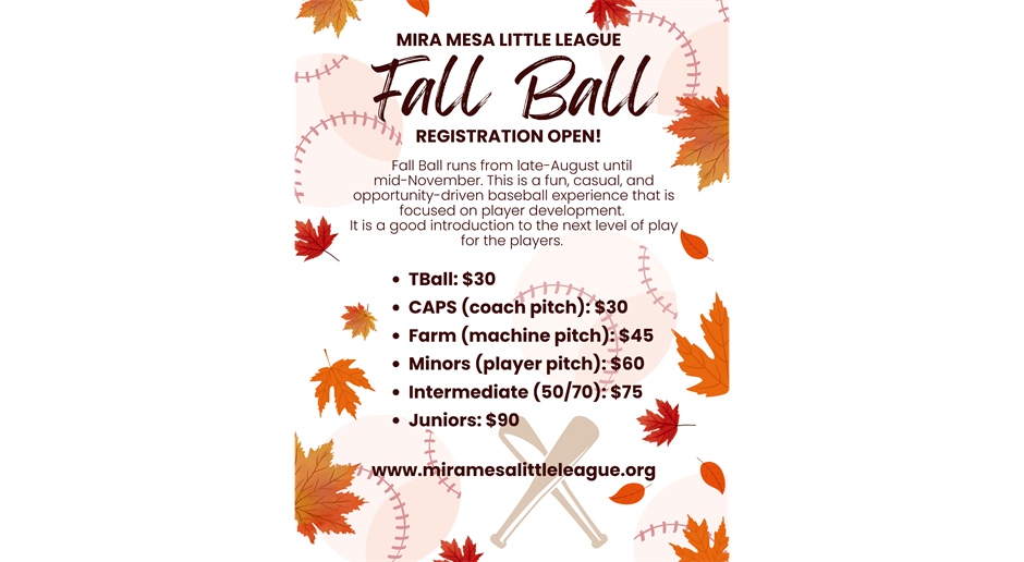 Fall Ball Registration OPEN!