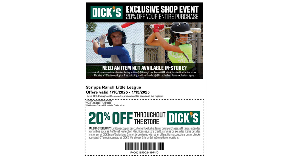 20% OFF at DICK'S