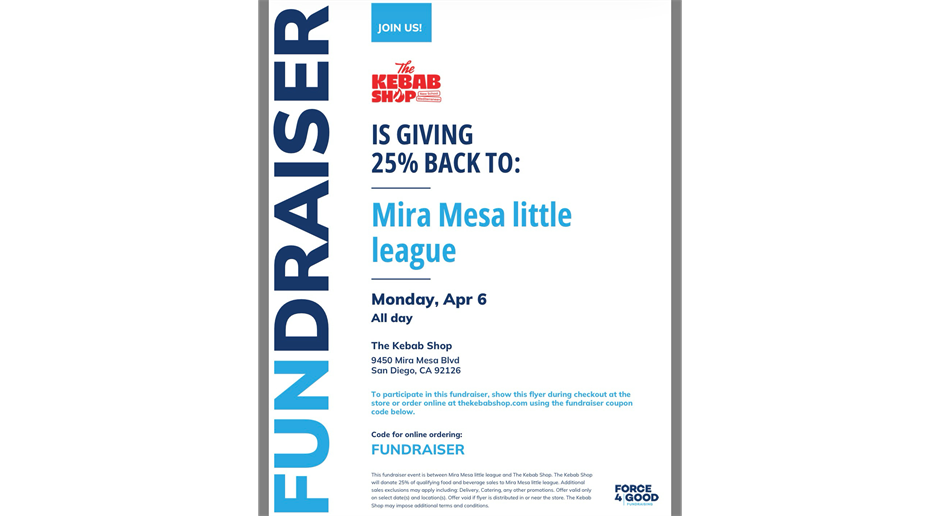 Fundraiser at Kebab Shop 4/6 10a-10p